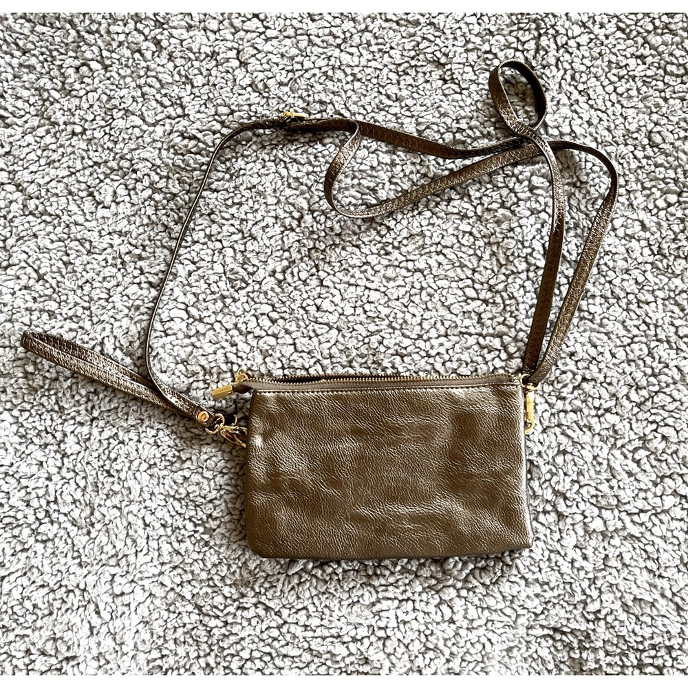 Copper Metallic Wristlet Crossbody Bag.